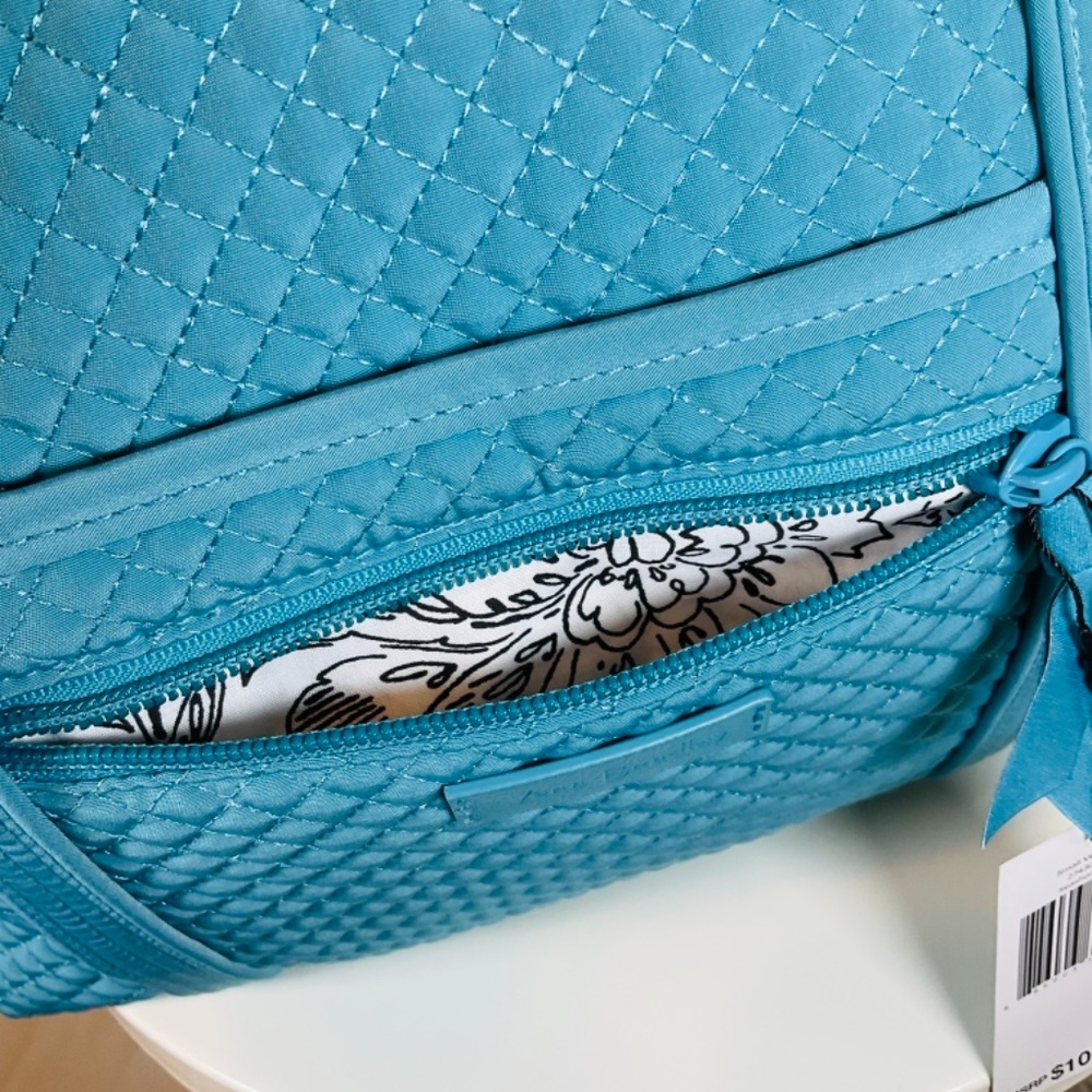 Vera Bradley Small Tote Bag Purse Spring Break Aqua Blue - Picture 5 of 7